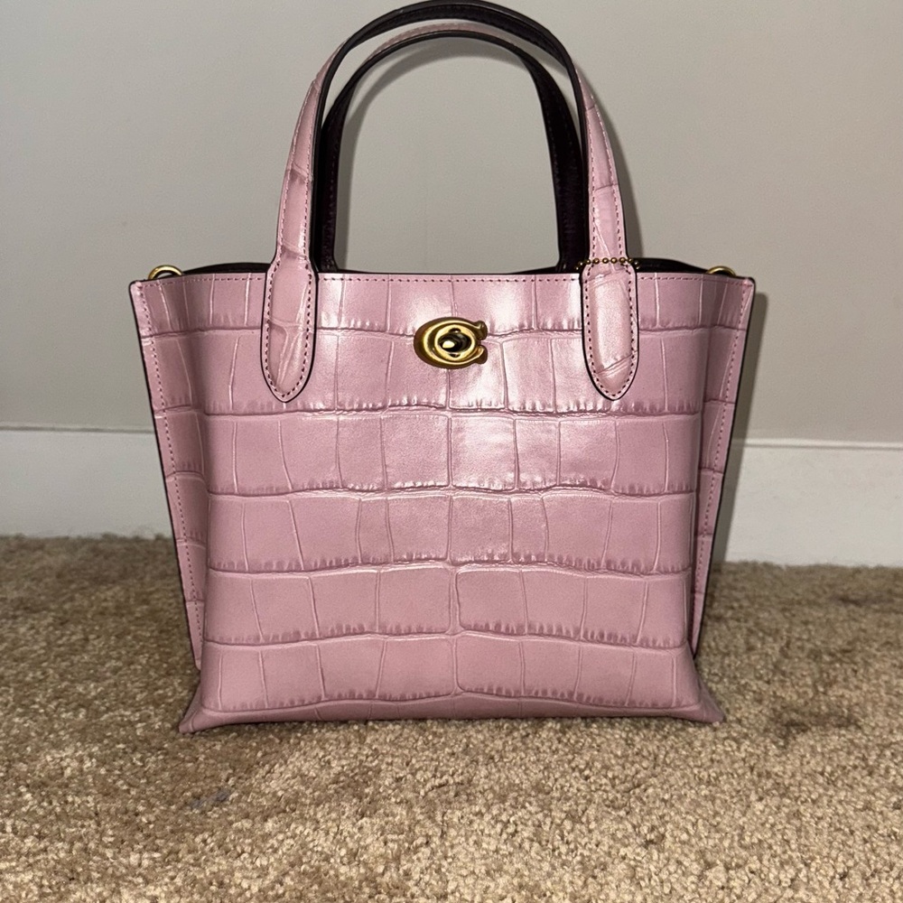 Coach Lilac Croc-Embossed Willow 24 Tote
